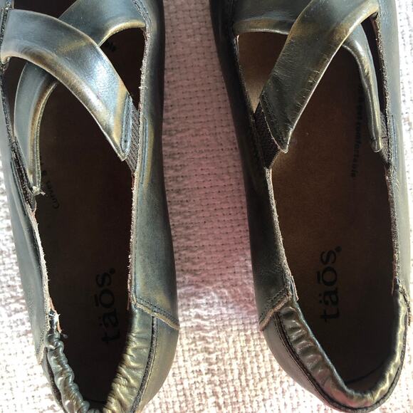 Taos Mary Jane Ballet Flats 37 6-6.5 Brown Leather Slip On 37 6-6.5 Casual Chic - Picture 6 of 11